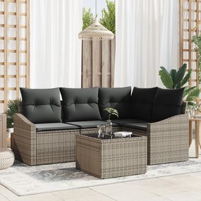 vidaXL Set de canapele pentru grădină 5 pcs Gri Rattan poli