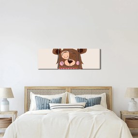 Tablou - Teddy ursuleț cu eșarfă roșie (cu ceas) (90x30 cm)