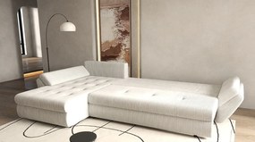 Colțar extensibil dumonde cu ladă de depozitare si sezut confortabil din spuma high-density, Loana XL Zoom Cream II 335x185 cm