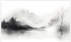 Tablou pe sticlă - pictură cu cerneală de peisaj (70x50 cm)