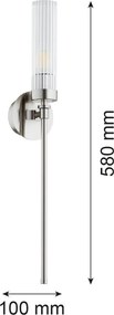 Aplica de perete stil elegant PRESTON nickel/sticla clara