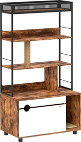 PawHut Litieră cu raft în 3 niveluri și stâlp pentru zgâriat, casă închisă pentru pisici, 80 x 48 x 152 cm, Maro | Aosom Romania