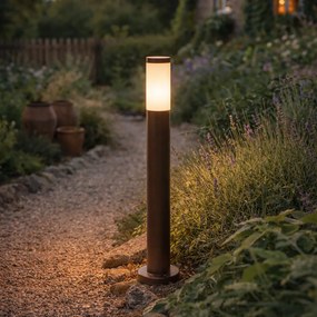 Stâlp de exterior ruginiu maro cu opal 80 cm IP44 - Rox