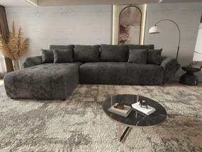 Colțar extensibil dumonde cu ladă de depozitare si sezut confortabil din spuma high-density, Berlin XL Euphoria Negru 350x185 cm