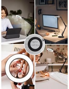 Lampă LED dimabilă de masă cu lupă Brilagi LED/12W/5V 3000/4200/6000K negru