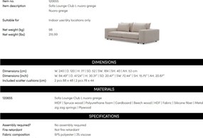 Canapea design LUX Lounge Club L, Nuoro greige