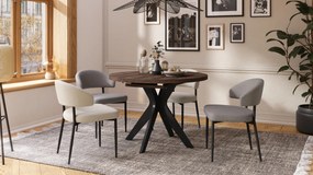 Mazzoni RENZO Stejar Maro/picior negru - MASĂ ROTUNDĂ Ø110 EXTENSIBILĂ PÂNĂ LA 180 cm | PENTRU BUCĂTĂRIE SUFRAGERIE LIVING RETRO