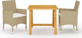 vidaXL Set mobilier de grădină, 3 piese, bej