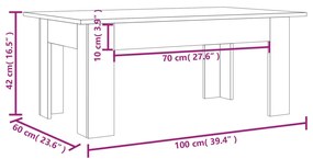 Masuta de cafea, stejar maro, 100x60x42 cm, lemn prelucrat 1, Stejar brun