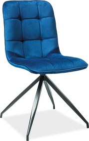 Scaun tapitat Texo, albstru/negru, stofa catifelata/metal, 47x42x86 cm