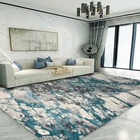 Covor Modern Living, Dormitor Dreptunghiular Milano 0596B Turcoaz (Alege dimensiunea: 100 x 200)