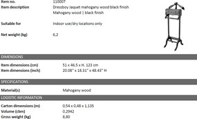 Suport haine design LUX lemn de mahon negru Jaquet