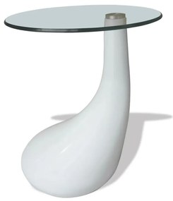 240320 vidaXL Măsuță de cafea cu blat rotund din sticlă, alb lucios