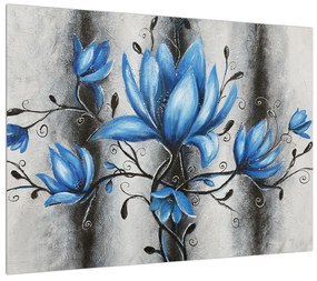 Tablou cu flori albastre (70x50 cm), în 40 de alte dimensiuni noi