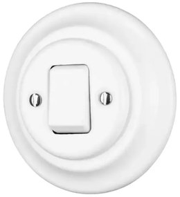 Bohemia-Design - Întrerupător retro simplu din porțelan cu ramă nr. 7, alb