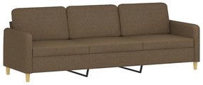 Canapea cu 3 locuri si taburet, maro, 210 cm, textil Maro, 228  x 77 x 80 cm