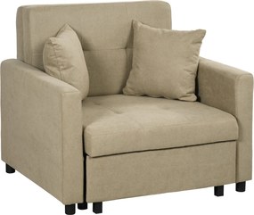 HOMCOM Fotoliu Pat Individual cu 2 Perne și Spațiu de Depozitare, Canapea Extensibilă, 100x98x88 cm, Maro Deschis | Aosom Romania