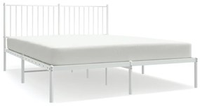 350933 vidaXL Cadru de pat metalic cu tăblie, alb, 150x200 cm