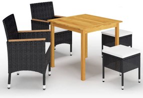 vidaXL Set mobilier de grădină, 5 piese, negru