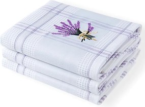 ŠKODÁK Set prosoape bucătărie vafelă LAVANDĂ alb 45 x 70 cm 3 buc