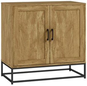 HOMCOM Bufet de Bucătărie cu 2 Nivele și Raft Reglabil, Mobilier din Pal Melaminat și Oțel, 80x40x78 cm, Lemn Natural | Aosom Romania