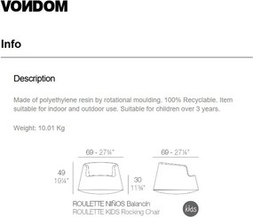 Fotoliu lounge design modern, exterior, interior, ROULETTE KIDS 61005 Vondom