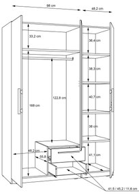 Dulap cu oglindă MARO 150x213 cm, stejar artisan