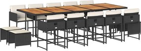 vidaXL Set mobilier de grădină cu perne, 15 piese, negru, poliratan