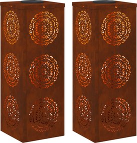 vidaXL Lumină LED Solară pentru Alei 2 pcs Ruginit