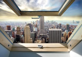 Fototapet - New York - privire panoamatică din geam (152,5x104 cm), în 8 de alte dimensiuni noi
