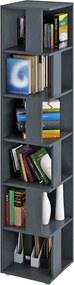 Biblioteca de colt KORIND, gri grafit, DTD laminat, 38x38x186 cm
