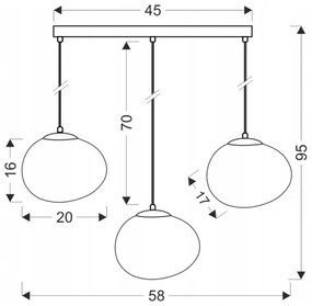 Lustră pe cablu STONES 3xE27/40W/230V