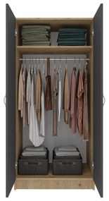 Dulap Pedro, 2 Usi, Stejar Artisan/Antracit, 80 x 51 x 170 cm