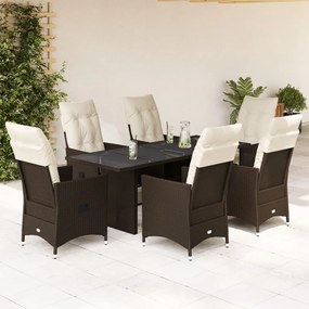 3276776 vidaXL Set mobilier de grădină cu perne, 7 piese, maro, poliratan