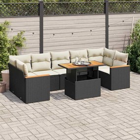 3327458 vidaXL Set canapele grădină perne 7 piese negru, poliratan/lemn acacia