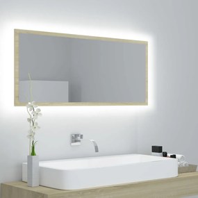 804943 vidaXL Oglindă de baie cu LED, stejar sonoma, 100x8,5x37 cm, acril