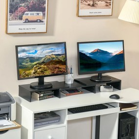 Vinsetto Stand pentru doua monitoare cu lungime si unghi reglabil, stand ridicare ecran pentru laptop, computer | Aosom Romania