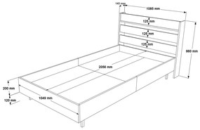 Pat de o persoană 100 cm Nimelo 6 (alb) (cu somieră). 1094843
