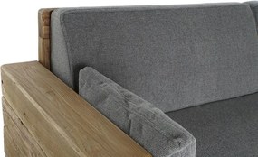 Canapea 3 locuri din stofă gri și structura din lemn masiv reciclat, „Rovere"