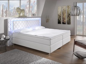 Pat matrimonial Boxspring 160 cm Pius (alb) (cu saltele). 611049