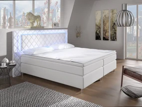 Pat matrimonial Boxspring 180 cm Pius (alb) (cu saltele). 611050