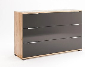 Expedo Comodă DOTA, 3 sertare, 100,6x46,2x80,1, stejar Kraft/gri