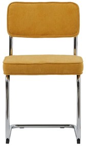 Scaun de dining galben din catifea reiată Rupert – Unique Furniture