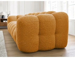 Canapea galben-muștar cu tapițerie din țesătură bouclé 232 cm Hippolyte – Bobochic Paris