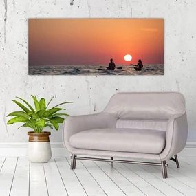 Tablou cu canoiști în apus de soare (120x50 cm), în 40 de alte dimensiuni noi