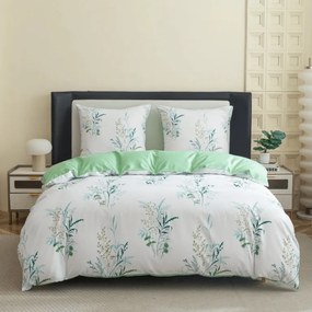 Lenjerie de pat din microfibra VERDELLE alb-verde Dimensiune lenjerie de pat: 2 buc 70 x 90 cm | 200 x 220 cm