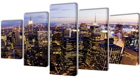 Set tablouri panza cu vedere panoramica orizont New York, 100 x 50 cm 100 x 50 cm, Panorama  New York