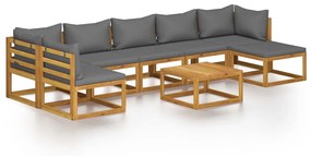 3057630 vidaXL Set mobilier grădină cu perne, 8 piese, lemn masiv acacia