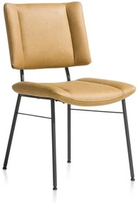 Set 2 scaune Tatum piele naturala mustar