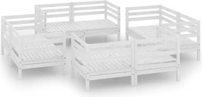 vidaXL Set mobilier de grădină, 8 piese, alb, lemn masiv de pin